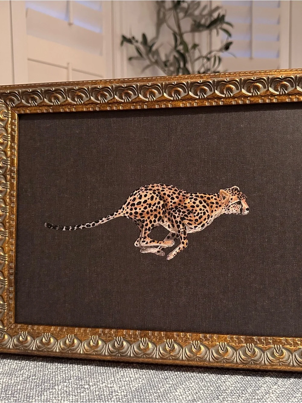 14x11 cheetah wild art print with glitter embellishment beautiful frame